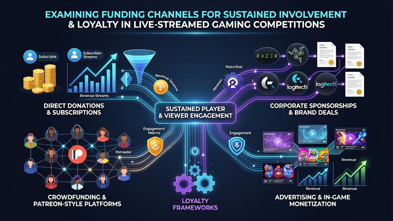 Diverse financieringskanalen die live-streamed gaming competities en loyaliteitsprogramma's ondersteunen