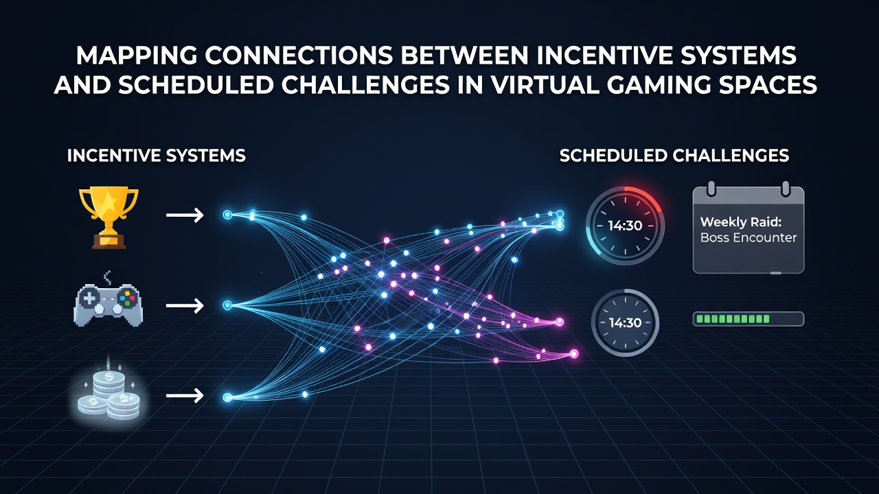 Virtuele gaming interfaces tonen beloningsstructuren en uitdagingen in digitale omgevingen