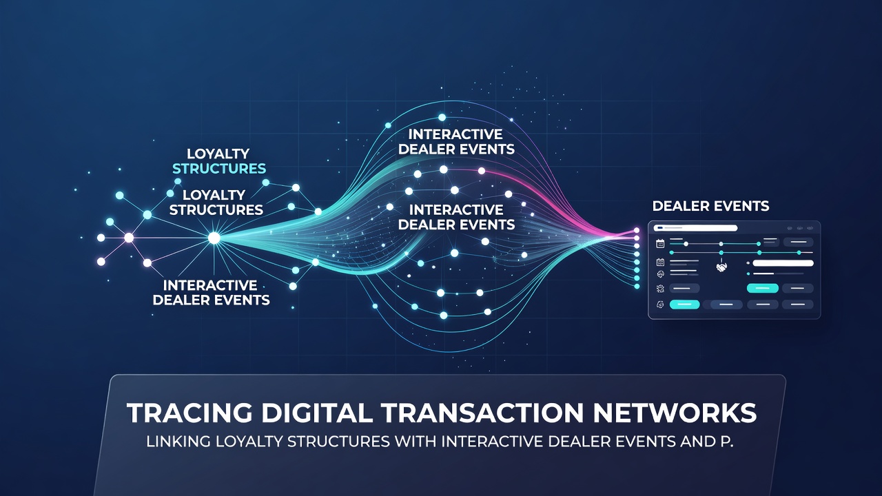 Detail van transactiestromen tussen loyaliteitsniveaus, live dealer evenementen en mobiele gaming competities