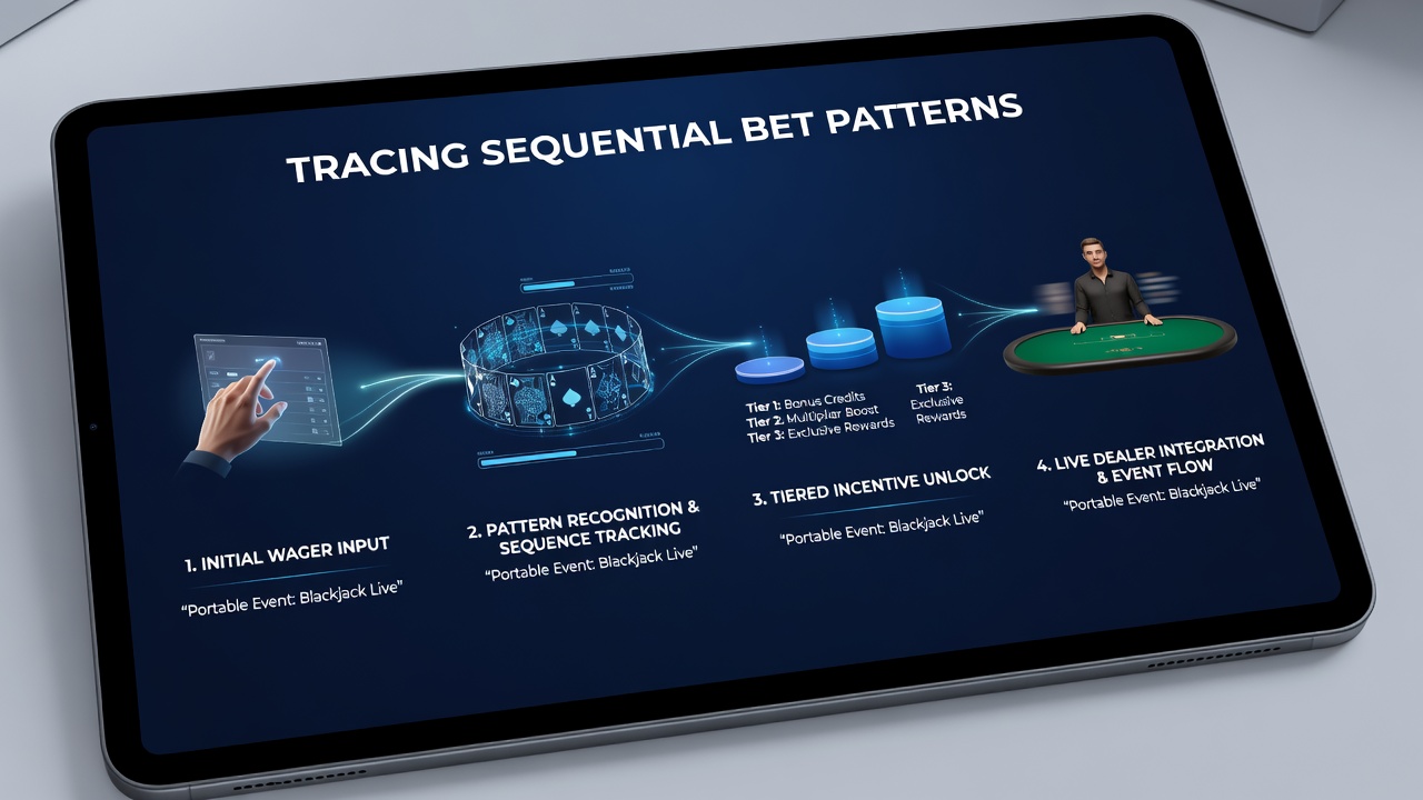 Grafische weergave van sequentiële bet patronen en bijbehorende incentive niveaus in portable casino events